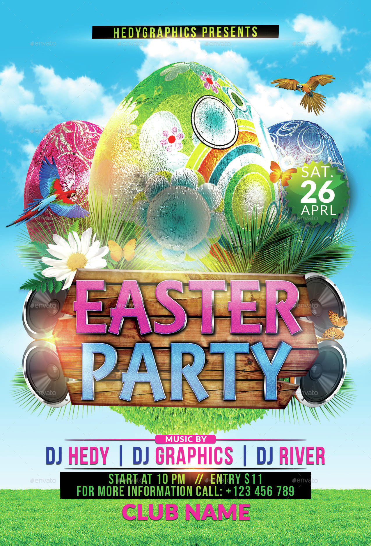 Easter Party Flyer Template, Print Templates GraphicRiver